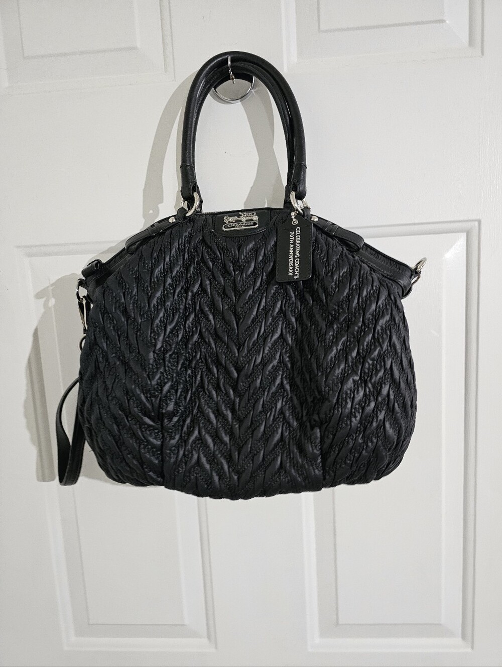 Coach Quilted Black Women's Satchel Handbag -75th Anniversary Edition - Picture 5 of 15